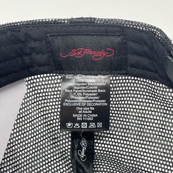 Ed Hardy Mens Tiger Snapback Trucker Hat One Size Adjustable Black - Picture 2 of 4